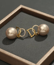 Original Design Gold Copper Alloy Zircon Pearl Drop Earrings