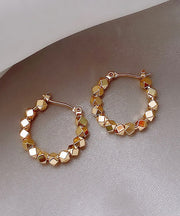 Original Design Gold Copper Overgild Broken Silver Hoop Earrings
