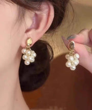 Original Design Gold Copper Overgild Grape Pearl Drop Earrings