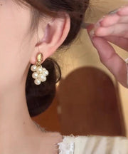Original Design Gold Copper Overgild Grape Pearl Drop Earrings