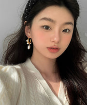 Original Design Gold Copper Overgild Pearl Hoop Earrings