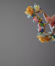 Original Design Gold Copper Tulle Beads Floral Hoop Earrings