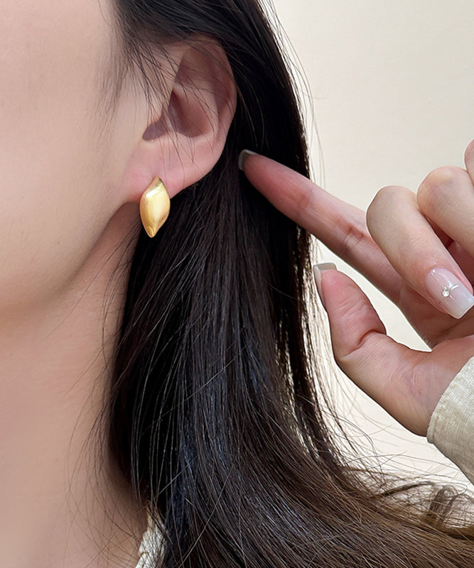 Original Design Gold Metal Leaf Stud Earrings