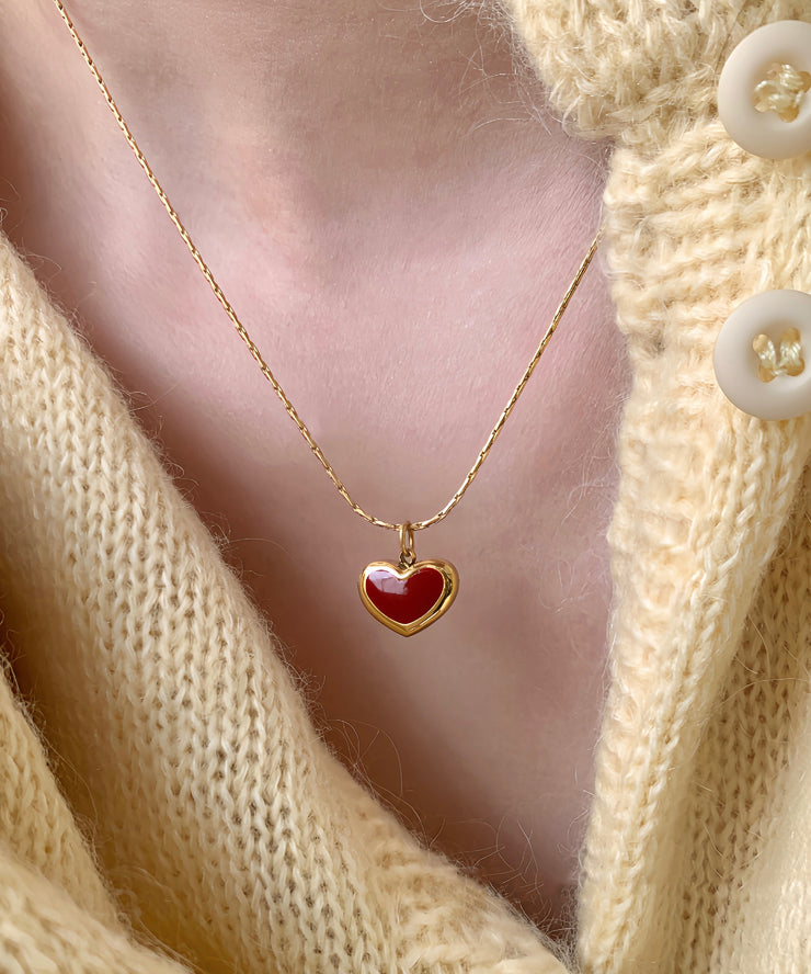 Original Design Gold Stainless Steel Love Drip Glaze Pendant Necklace