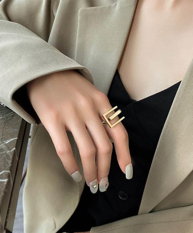 Original Design Gold Stainless Steel Open Rings