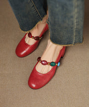 Original Design Green Cowhide Leather Chunky Shoes