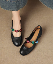 Original Design Green Cowhide Leather Chunky Shoes