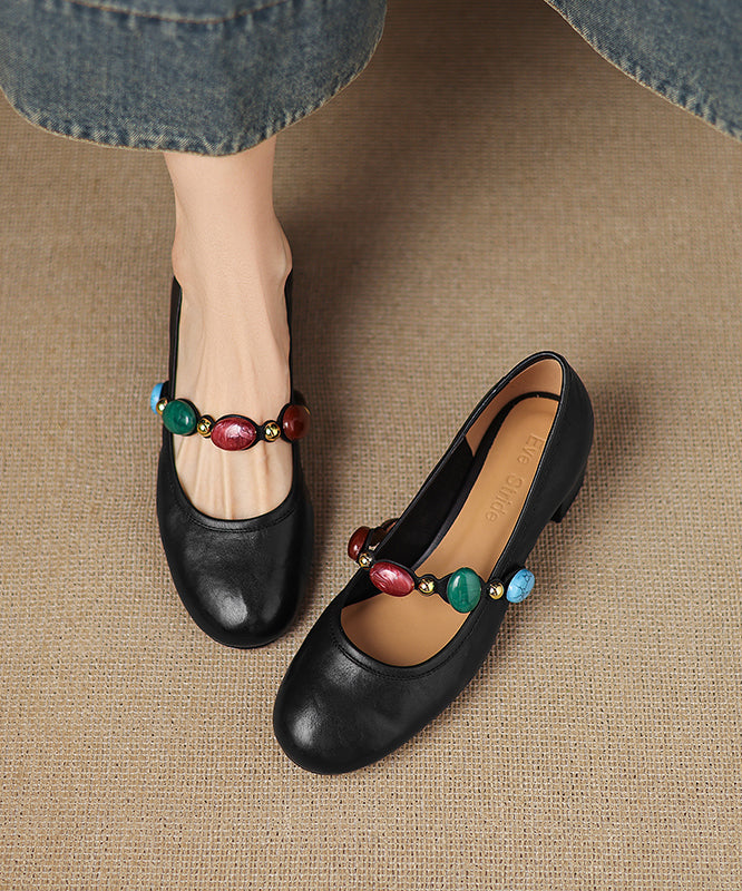 Original Design Green Cowhide Leather Chunky Shoes