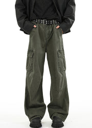 Original Design Green Pockets High Waist Denim Men Pants Spring