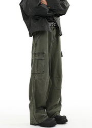 Original Design Green Pockets High Waist Denim Men Pants Spring