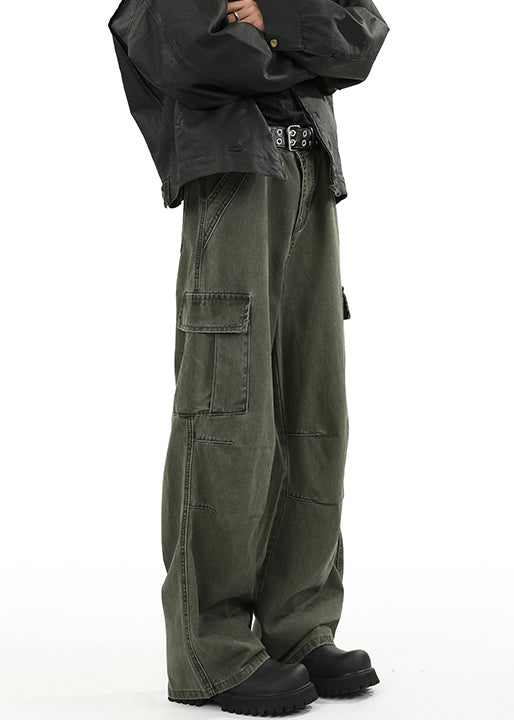 Original Design Green Pockets High Waist Denim Men Pants Spring
