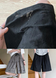 Original Design Grey Hole Elastic Waist Cotton Mens Shorts Summer