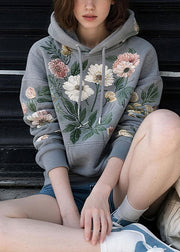 Original Design Grey Print Cozy Cotton Sweatshirt