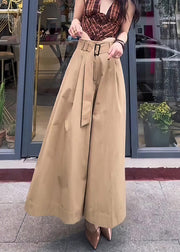 Original Design Khaki Solid High Waist Cotton Pants Skirt Fall