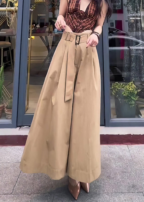 Original Design Khaki Solid High Waist Cotton Pants Skirt Fall