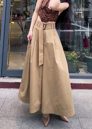 Original Design Khaki Solid High Waist Cotton Pants Skirt Fall