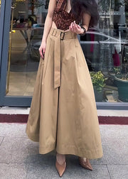 Original Design Khaki Solid High Waist Cotton Pants Skirt Fall