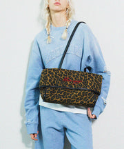 Original Design Leopard Embroidered Canvas Shoulder Bag