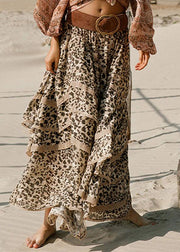 Original Design Leopard Lace Elastic Waist Cotton Skirts Summer