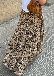 Original Design Leopard Lace Elastic Waist Cotton Skirts Summer
