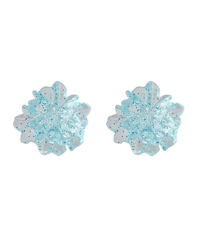 Original Design Light Blue Alloy Ice Flowers Stud Earrings