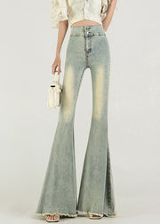Original Design Light Blue High Waist Denim Flared Trousers Fall