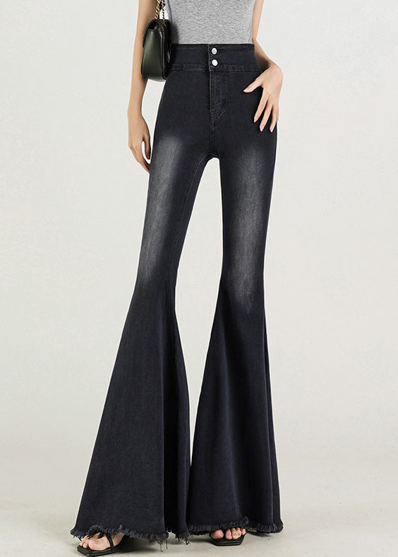 Original Design Light Blue High Waist Denim Flared Trousers Fall