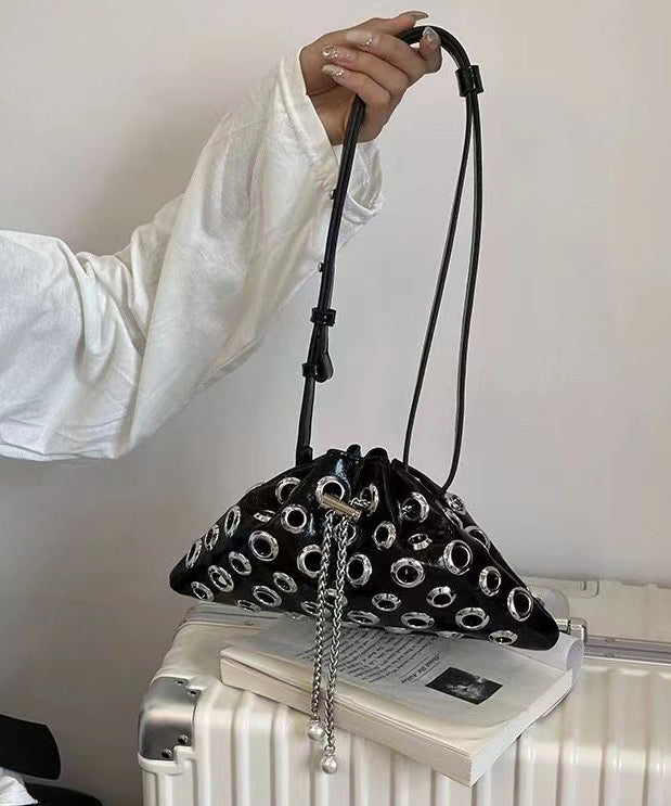 Original Design Mulberry Hollow Out Drawstring Faux Leather Shoulder Bags