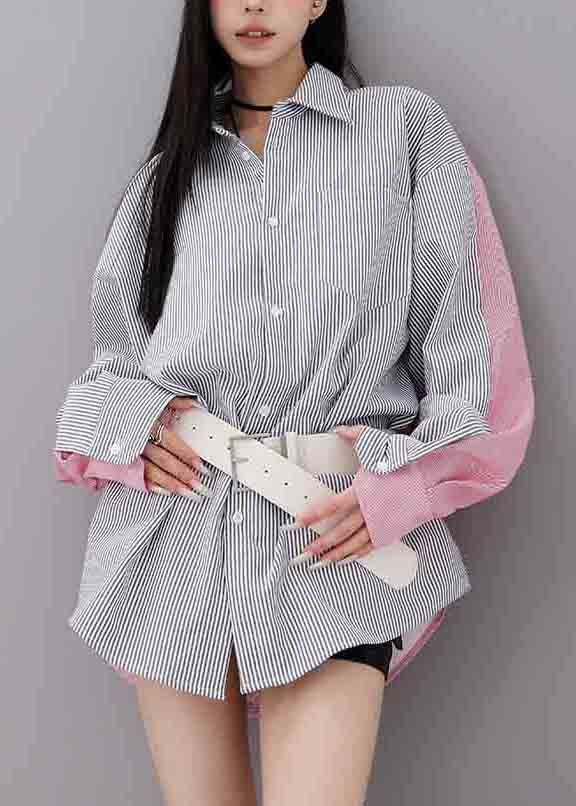 Original Design Patchwork Striped Cotton Wear On Both Sides Shirts Summer