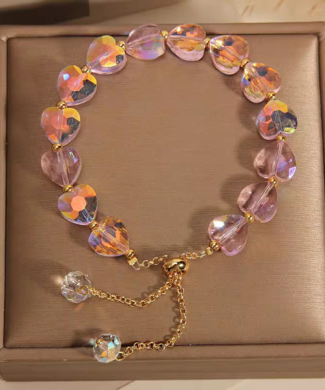 Original Design Pink Alloy Love Crystal Charm Bracelet
