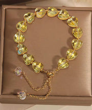 Original Design Pink Alloy Love Crystal Charm Bracelet