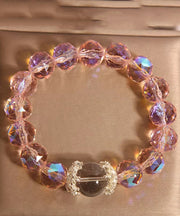Original Design Pink Weave Crystal Chain Bracelet