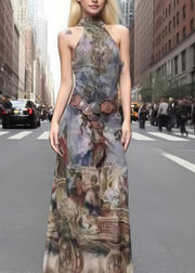 Original Design Print Cold Shoulder Holiday Dress Summer