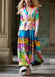 Original Design Print Patchwork Lace Silk Skirts Spring