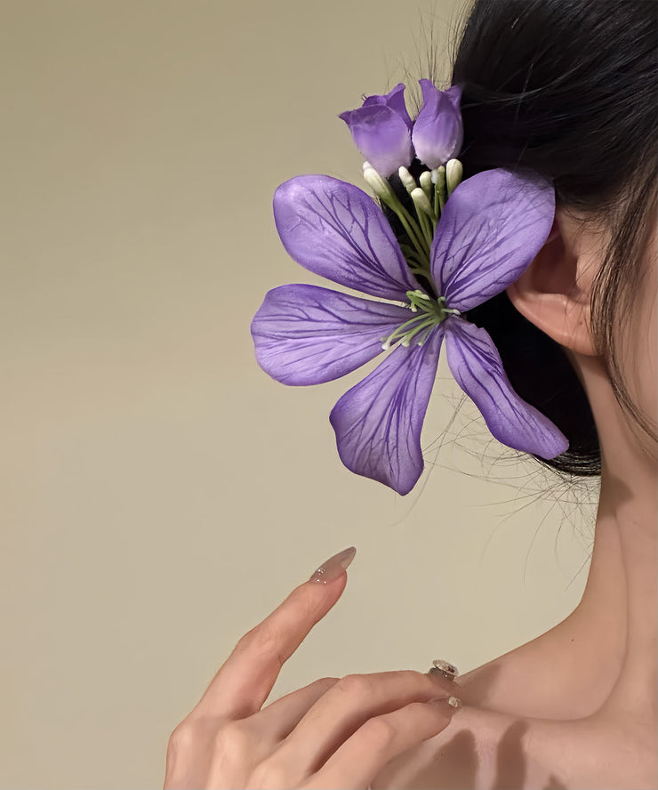 Original Design Purple Metal Floral Hairpin