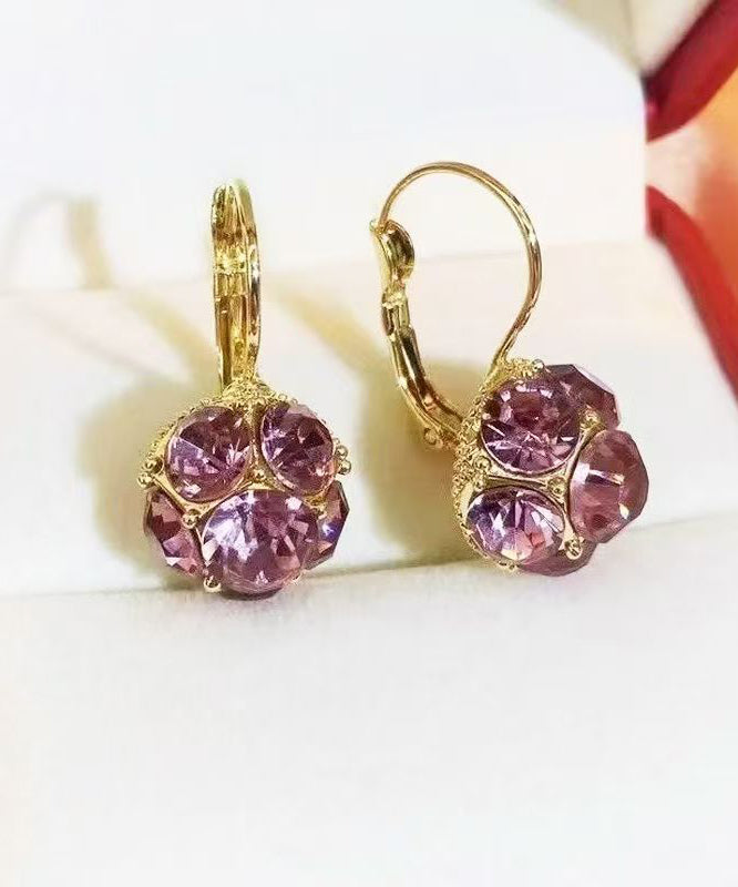 Original Design Purple Style Purple Copper Alloy Zircon Crystal Hoop Earrings