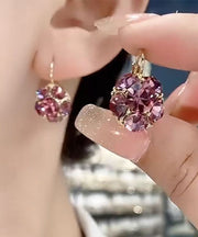 Original Design Purple Style Purple Copper Alloy Zircon Crystal Hoop Earrings