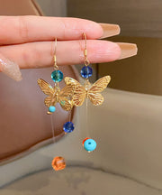 Original Design Rainbow Alloy Asymmetric Butterfly Beading Drop Earrings