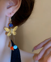 Original Design Rainbow Alloy Asymmetric Butterfly Beading Drop Earrings