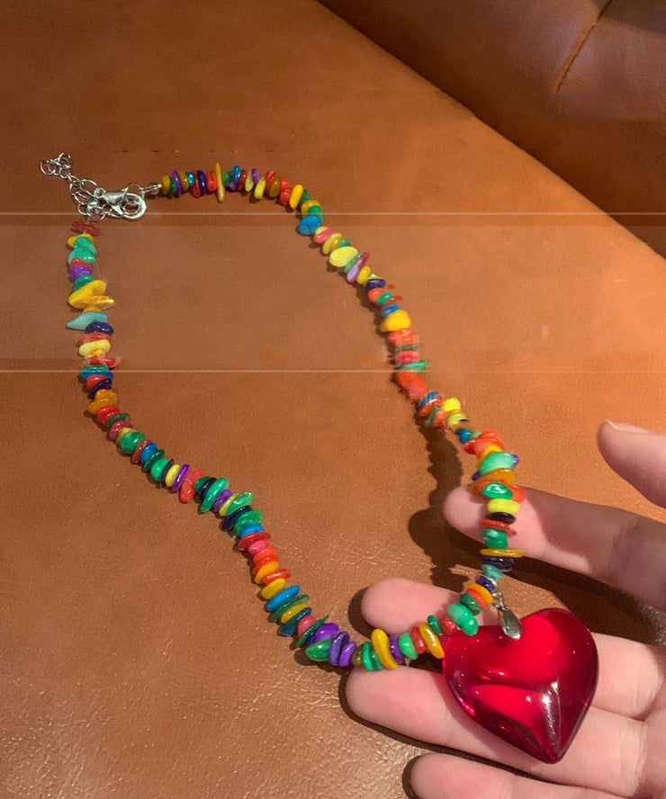 Original Design Rainbow Alloy Love Pendant Necklace