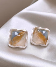 Original Design Rainbow Copper Alloy Square Stud Earrings