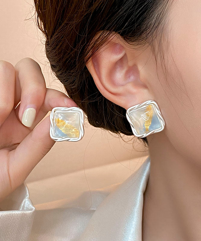 Original Design Rainbow Copper Alloy Square Stud Earrings