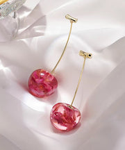 Original Design Red Alloy Cherry Drop Earrings