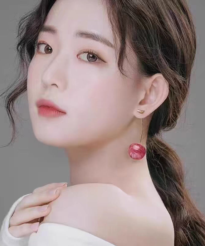 Original Design Red Alloy Cherry Drop Earrings