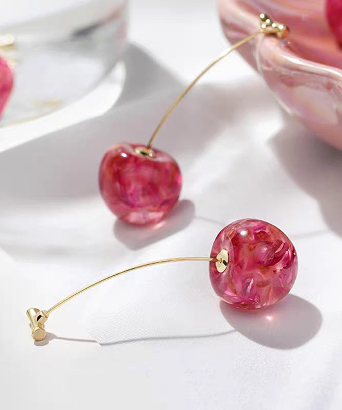Original Design Red Alloy Cherry Drop Earrings
