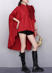 Original Design Scarlet Asymmetrical Rosette Loose Blouse