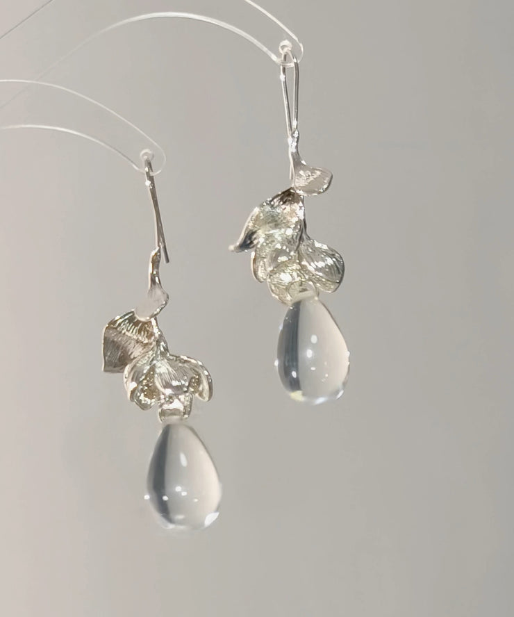 Original Design Silk Alloy Glass Water Drop Drop Earrings