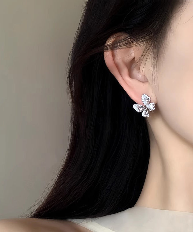 Original Design Silk Copper Overgild Zircon Butterfly Stud Earrings