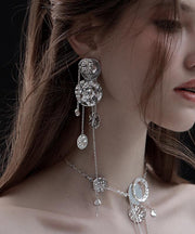 Original Design Silk Copper Wavy Disc Tassel Drop Earrings
