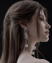 Original Design Silk Copper Wavy Disc Tassel Drop Earrings
